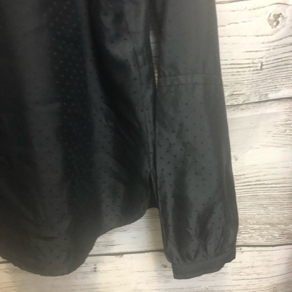 Oleg Cassini Black Tuxedo Polka Dot Mandarin Collar Button Up Blouse Med… - Picture 12 of 16